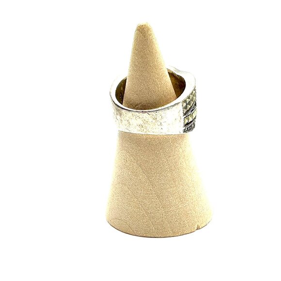 1980s Judith Jack Sterling Silver Marcasite Wide Crossover Band Ring - Picture 9 of 13